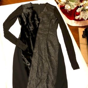 Woman’s black cocktail dress